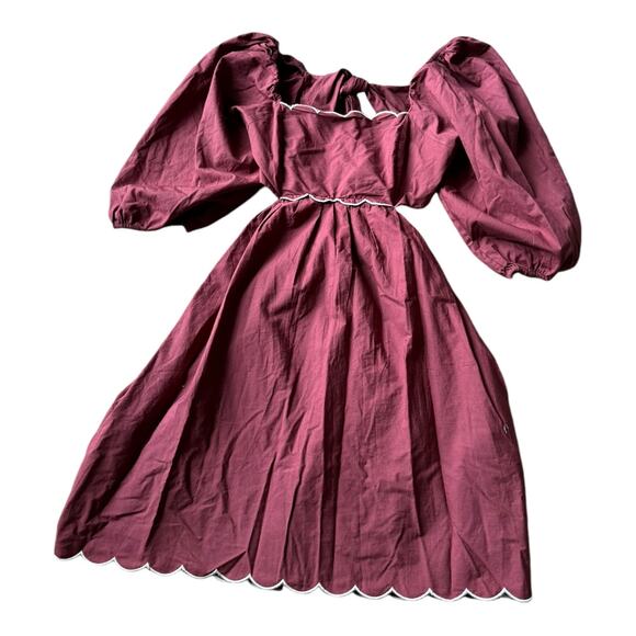 NWT Forever That Girl Anthropologie Scalloped Mini Dress Rusty Brown size Medium - Picture 4 of 13